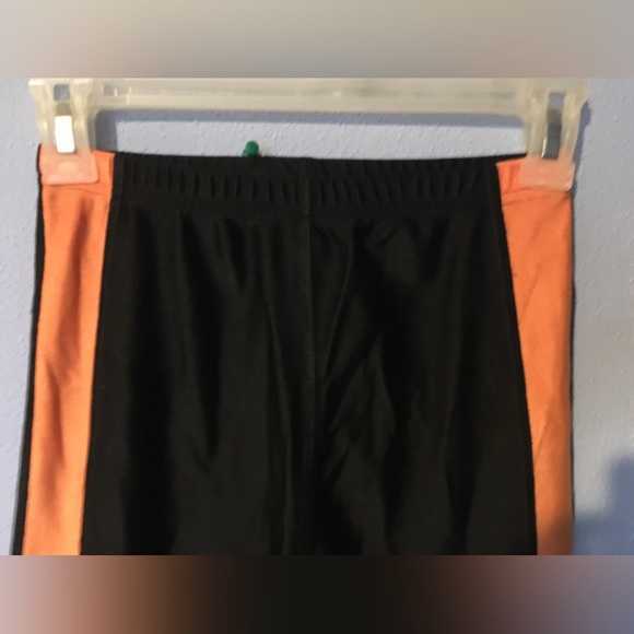 Shiny Orange Black Tights (Previously Used As Pro Wrestling Gear) Sz Large - Picture 2 of 9
